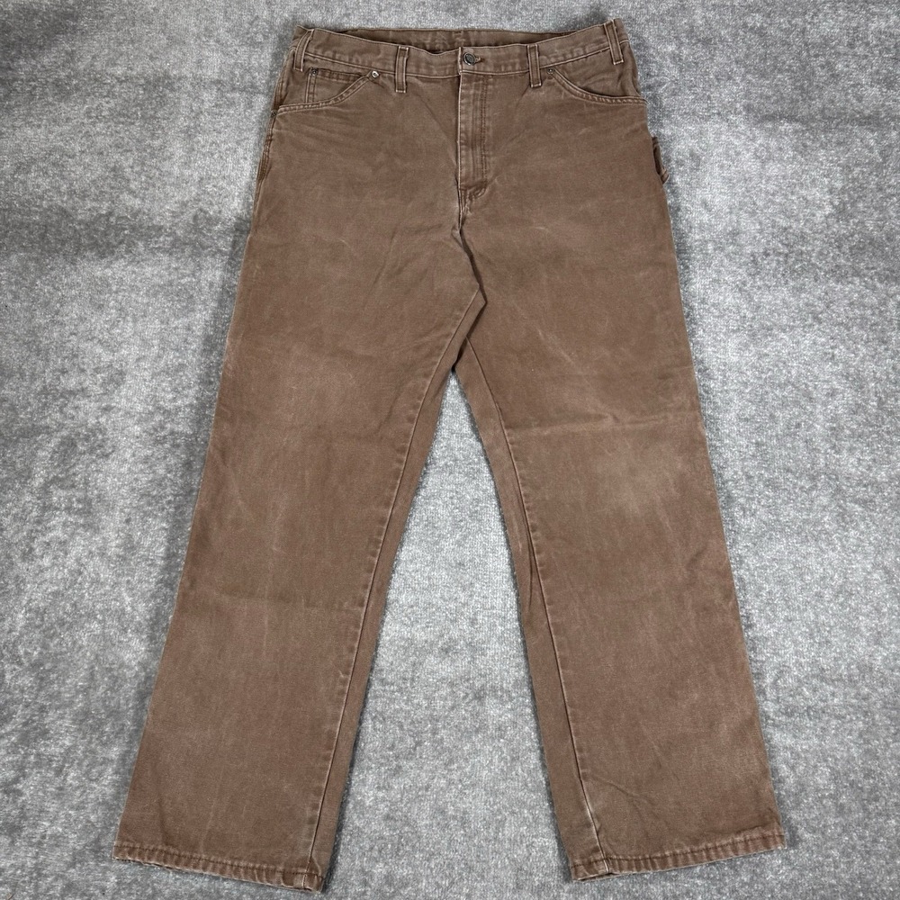 Dickies Jeans Men's 36x32 Brown Carpenter Straight‎ Canvas Workwear